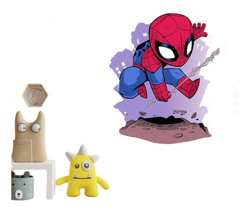 Vinil Decorativo Spiderman Animado Para Cuarto Infantil 