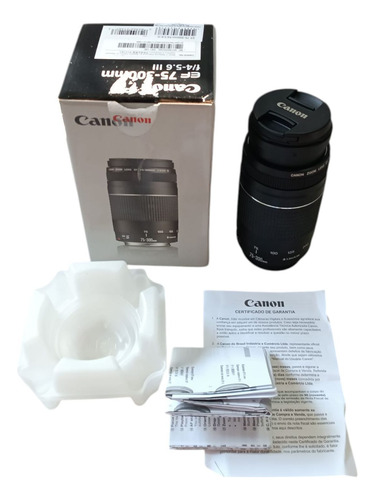 Lente Canon 75 300 Mm Original Semi Nova Dslr T7 T6 T5 T4 Canon Ef Preto (Usado)