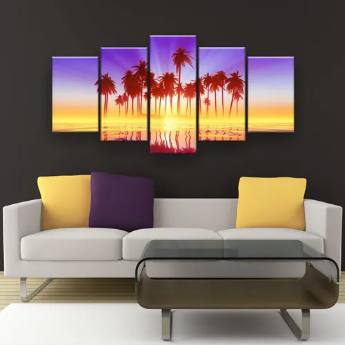 Marco decorativo Coconut Tree Island, 129 x 61 cm, sala de estar y dormitorio