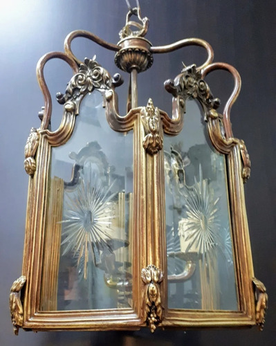 Antiguo Farol Enorme De Bronce 6 Caras 3 Luces Año 1930 (Usado)