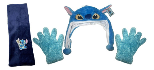 Kit Inverno Infantil Stitch Disney: Touca + Luvas + Cachecol