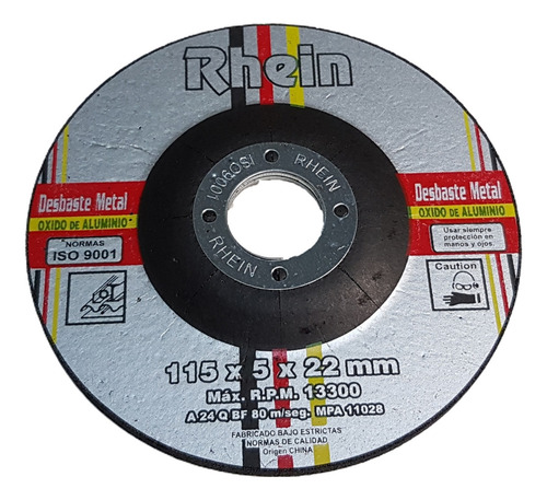 10 Discos De Desbaste Grueso Para Amoladora 115x5,0mm Rhein Color Plateado