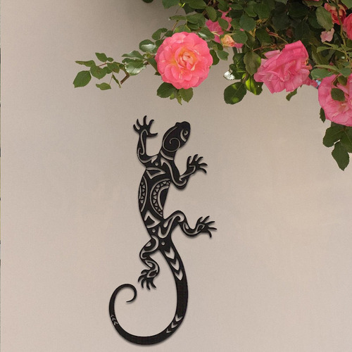 Decoración De Pared De Gecko De Metal, Silueta 1 Pieza