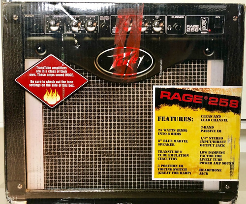 Amplificador de guitarra Peavey Rage 258 Transtube, 25 W, 110 V, color negro