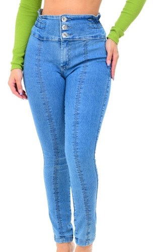 Calça Jeans Feminina Cintura Alta Levanta Bum Bum Modela 
