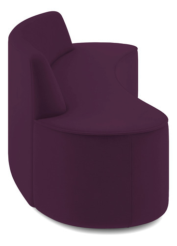 Sofá 3 Lugares Curvo Sala Cancún Veludo Roxo C-292 210cm