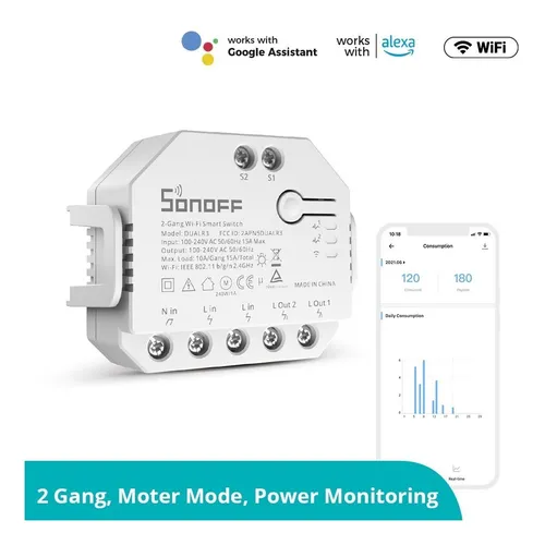 Interruptor Wifi Sonoff Dual R3 Control Persianas O Consumo