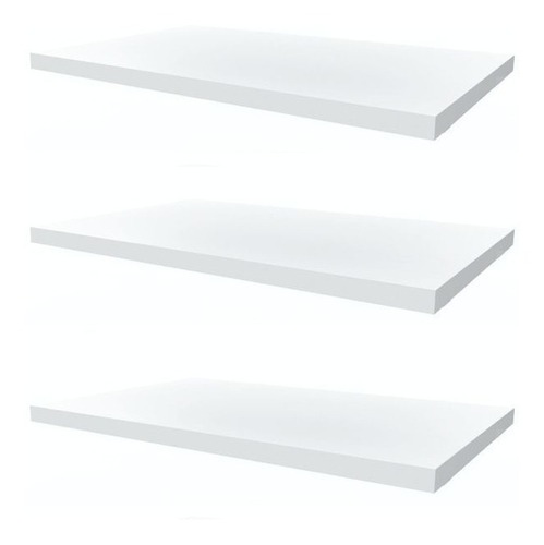 3 Prateleiras Mdf Branco 60x20 Mdf Com Suporte