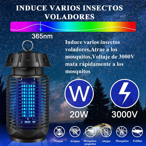 Lampara Antimosquitos Eléctrico 20w Atrapa Mosquitos Insecto