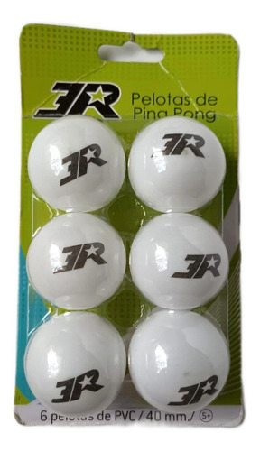 Pelota Ping Pong 3r - 40 Mm. - Blister Con 6 Piezas Color Blanco