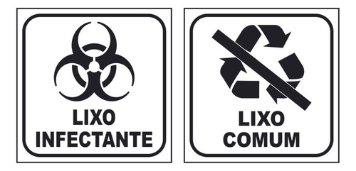 Kit 5 Adesivos Lixo Infectante + 5 Comum 10x10 Fundo Branco