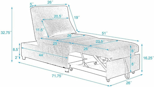 Sofa Cama Convertible 4 En 1 Color Beige Marca Antetek