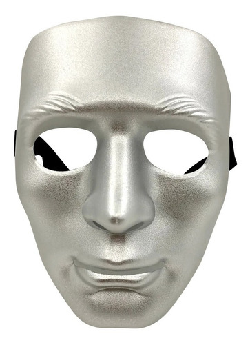 Mascara Sin Expresión Plateada, Plástico Duro Halloween