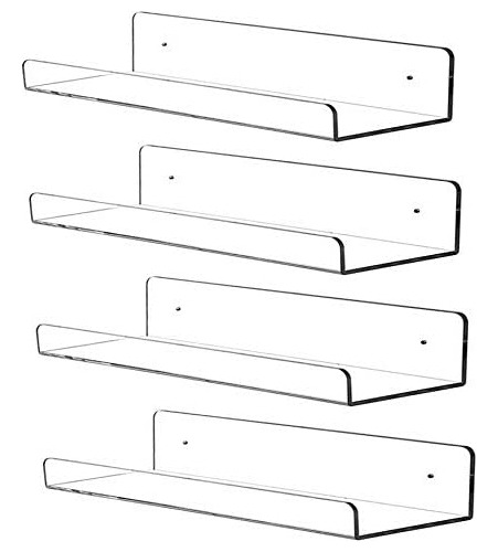 4 Estantes Flotantes De Acrílico Transparente, 0.197 in D.