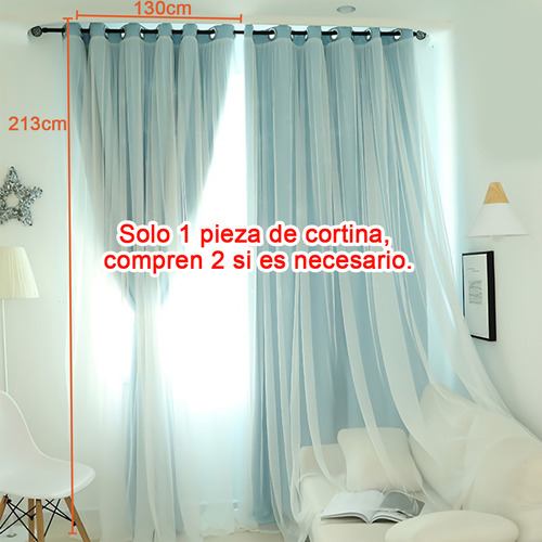 Cortina Blackout Opaca 132x213cm Cuarto Sala 1 Pieza Sin Estrellas Color Azul Claro All Might Am-10