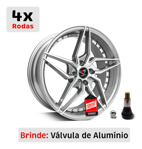 Jogo Roda Dcenti Aro 17 Tala 7.5 4x100 Offset 38 Grafite