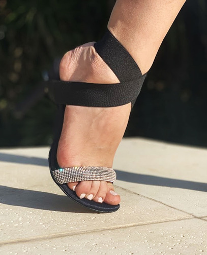 Imagen 6 de 7 de Zapatos Sandalias Fiesta Mujer Brillocruzada Taco Broche