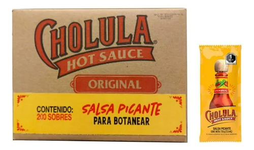 Salsa Picante Cholula Hot Sauce 200 Pzas De 7.5 Ml