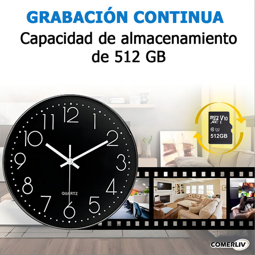 Câmera Spy Camera Wall Clock Camera WiFi Full Hd WiFi 2,4 Ghz Hidden Home Bateria de longa duração 3500 mAh Memória Micro SD de até 512 Gb Câmera de segurança de monitoramento de smartphone