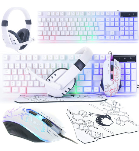 Teclado Y Mouse Para Juegos, Auriculares Y Alfombrilla De Mo