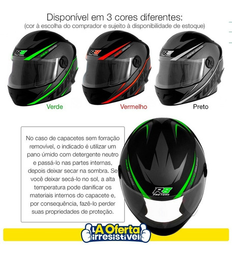 Imagem 8 de 10 de Capacete Para Moto Protork R8 Fechado Resistente Oferta Loi