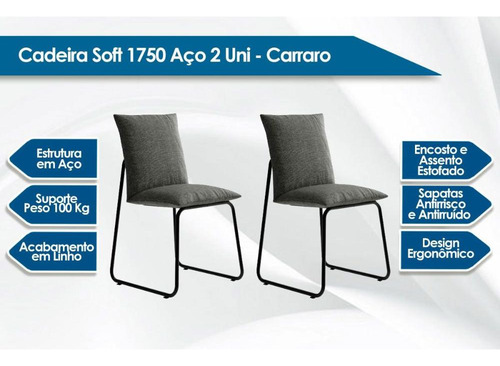 Cadeira Sala De Jantar Soft 1750 Aço Kit 2 Uni Cobre/linho A