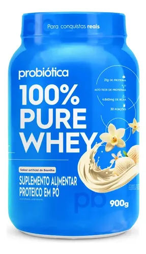 Whey Concentrado Probiótica 100% Pure Whey Sabor Baunilha Pote de...