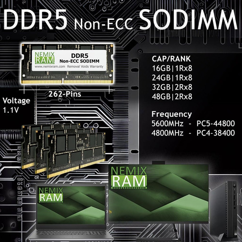 Nemix Ram 96gb (2x48gb) Ddr5 4800mhz Pc5-38400 2rx8 1.1v