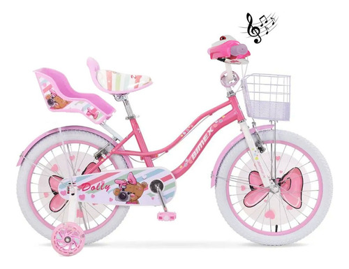 Bicicleta Supermex R16doluz Para Niñas - Rodado 16 V-brakes Dolly Pro Rosa/blanco 16 "