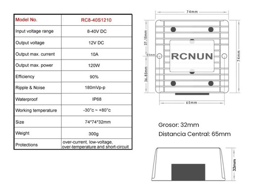 Convertidor Dc Dc 8-40v A 12v 10a Step Down Step Up