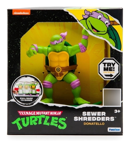 Tortugas ninja figura en skate donatello activa boton de bat