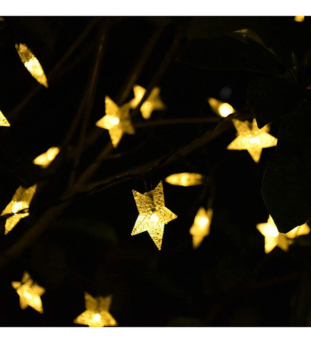 Guirnalda De Luces Solares Con Forma De Estrella, Funciona P