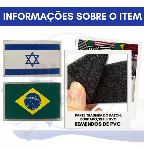 Bandeira De Israel Emborrachada 3d Patch Com Velcro Brasil