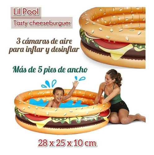 Piscina Inflable Infantil Modelo Hamburguesa Lil Pool 1.68cm