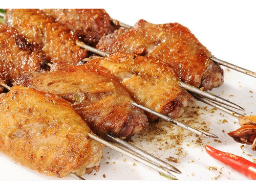 Set 120 Pinchos Brochetas Anticucho Acero Inoxidable 20cm Color Plateado Brocheta