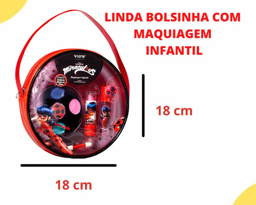 Imagem 4 de 6 de Kit Maquiagem Infantil Antialergica Ladybug Brilho Labial