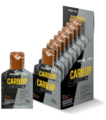 Carb Up Gel Black Caramelo Salgado 30g Cx 10 Und  Probiotica Sabor Caramelo Salgado
