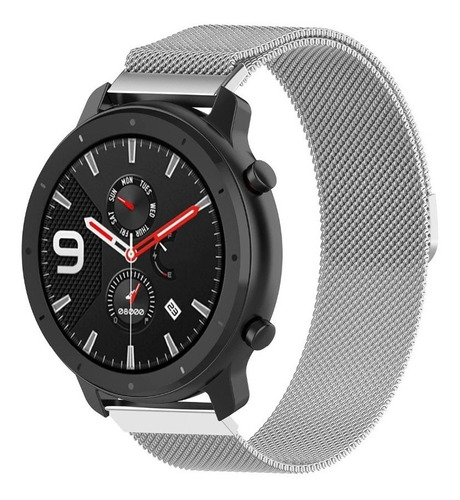 Pulseira Metal Para Amazfit Gtr 47mm Pinos Troca Fácil Cor Prata Largura Da Pulseira 22 Mm