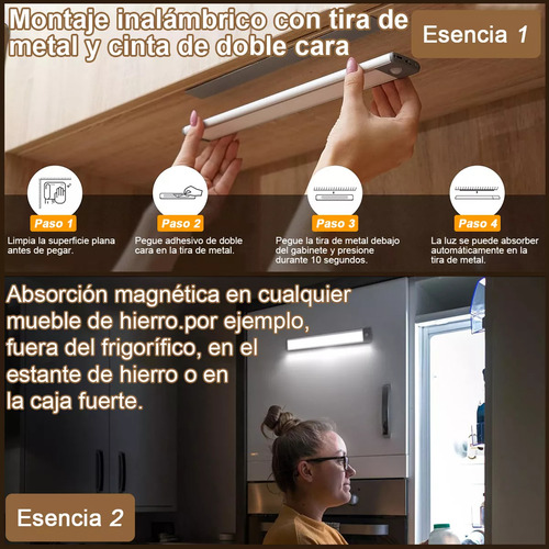Con Sensor Movimiento Luz De Led Clóset Usb 2 Piezas