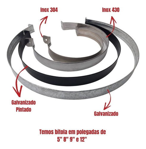 Abraçadeira 5 Polegadas Para Duto De Churrasqueira - Preta