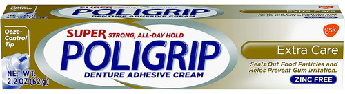 Super Poligrip - Crema Adhesiva Para Dentaduras Extra, Cuida