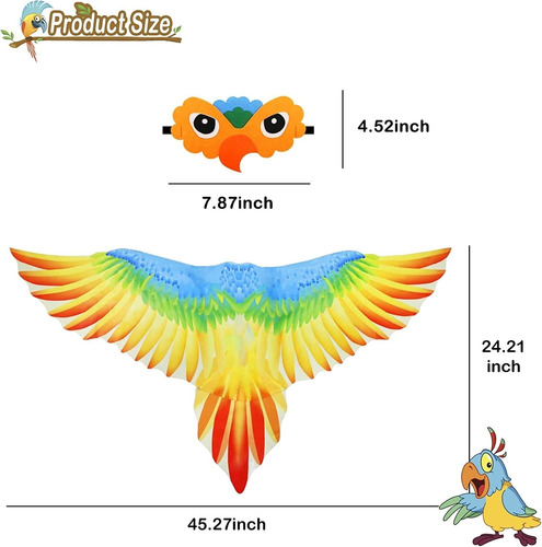 Disfraz Pájaro Alas De Loro Para Niños Con Máscara De Pájaro