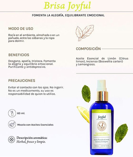 Brisa Joyful Spray Equilibrio Emocional Aromaterapia 60 Ml