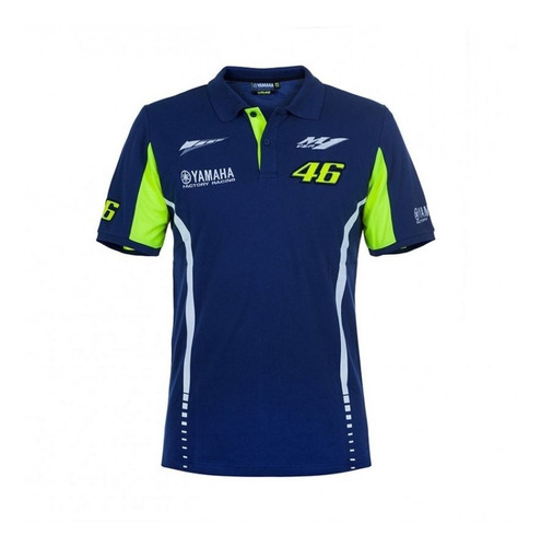 Camisa Polo Oficial Yamaha Verde Azul Valentino Rossi