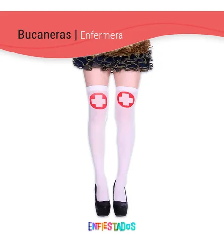 Medias Bucaneras Enfermera Largas Lisas Disfraz Cotillon
