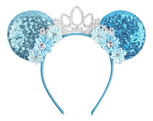 Orejas Minnie Mouse Mickey Diadema Azul Rosa Flores Corona