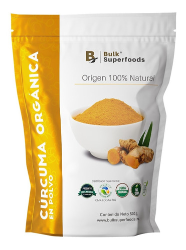 Curcuma Organica En Polvo 500g, 100% Natural Bulk Superfoods
