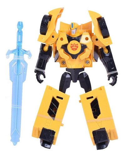 Robot Transformable Con Espada Tipo Transformes Personaje Amarillo