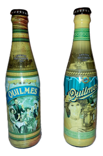 Botella X2 Cerveza Quilmes Estampa Colección Vintage Decorac