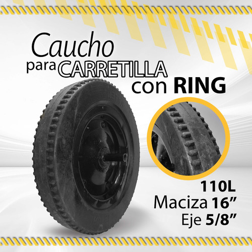 Caucho Con Ring Para Carretilla 110l 16 Maciza / 10322
